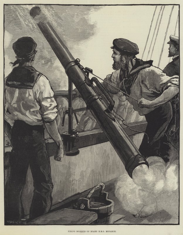 HMS Monarch'a Roket Atmak by William Heysham Overend