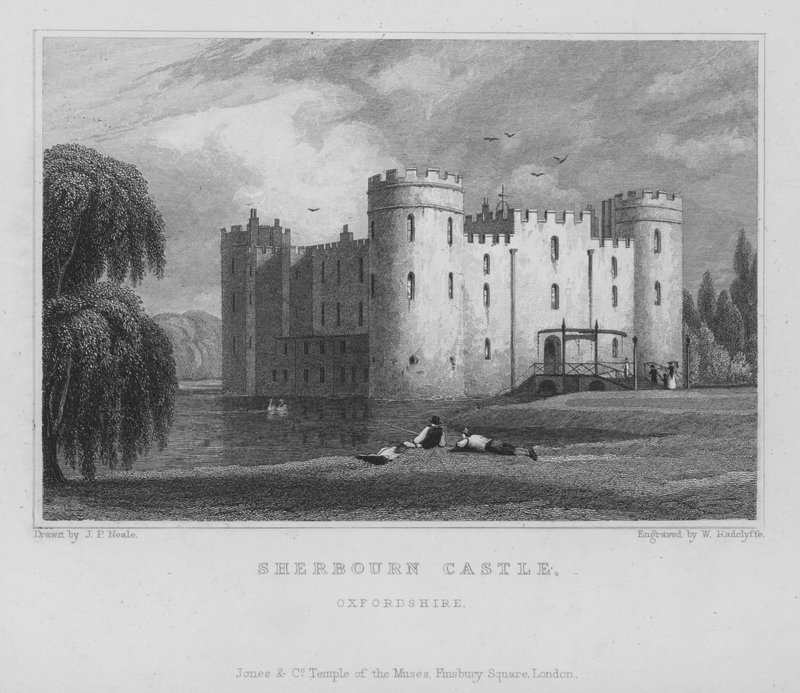 Sherborne Kalesi, Oxfordshire (gravür) by William Radclyffe
