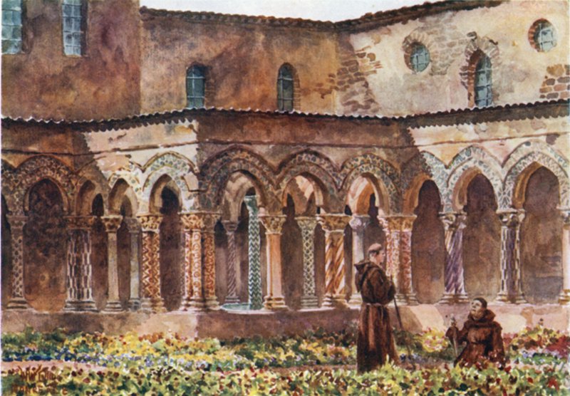 Monreale. Cloisters (renkli taş) by William Wiehe Collins