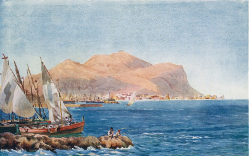 Palermo. Monte Pellegrino (renkli taş) by William Wiehe Collins