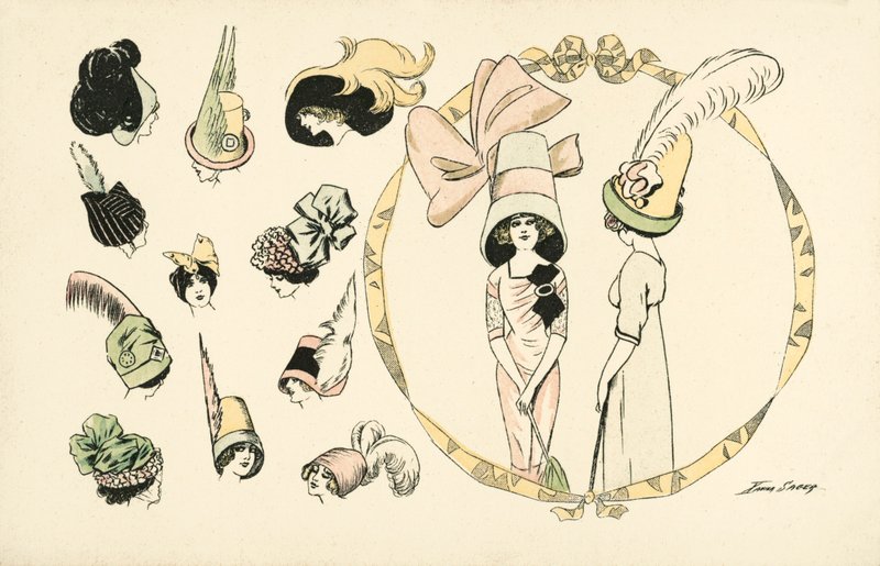 Kadın şapka modası (renkli litho) by Xavier Sager