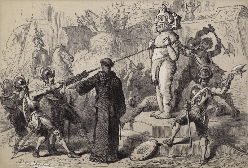 İspanyollar Meksika Putlarını Yok Ederler by after Felix Octavius Carr Darley