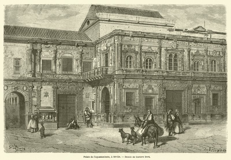 Palais de lAy Ayuntamiento, Sevilla by Gustave after Dore