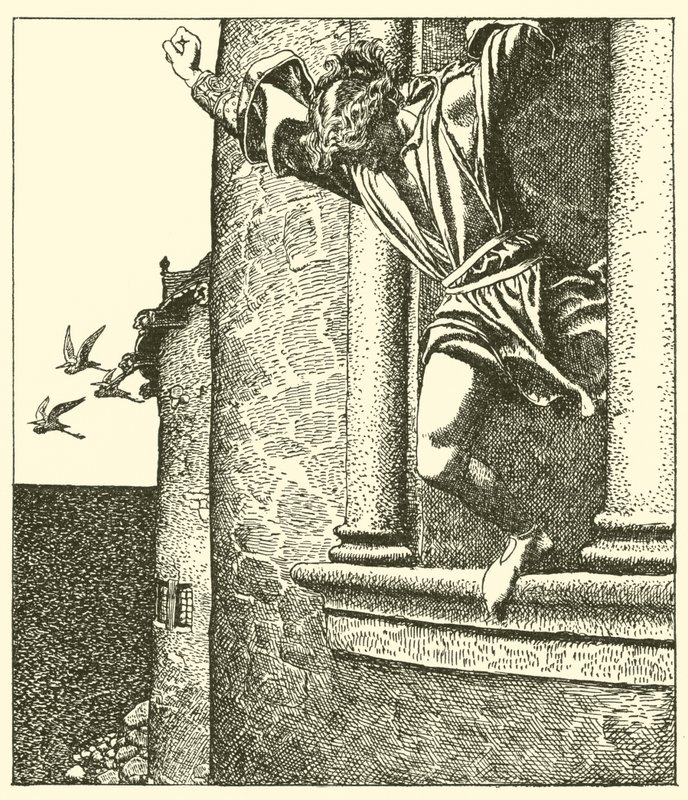 Sör Tristram denize atlıyor by after Howard Pyle