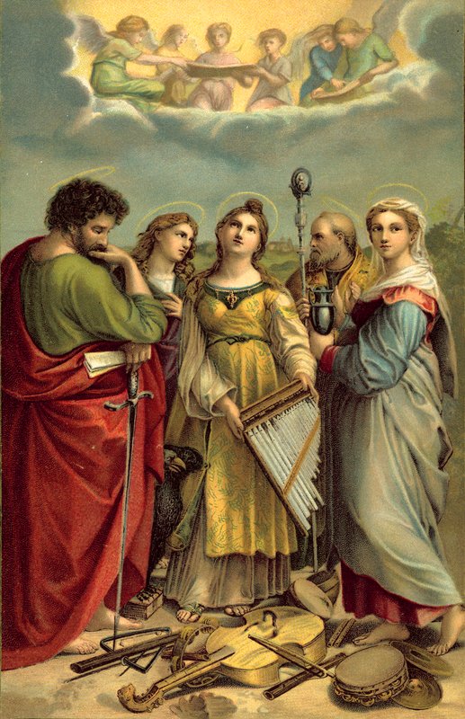 Aziz Cecilia (kromolitho) by after Raphael