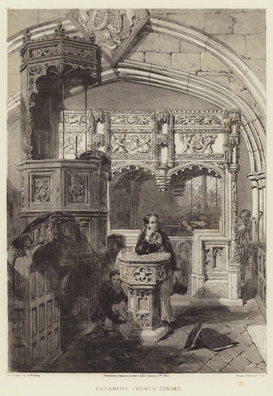 Boxgrove Kilisesi, Sussex by Samuel (after) Prout